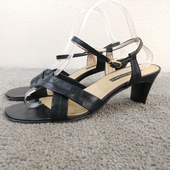 Etienne Aigner Open Toe Heels Womens Size 10 B Slingback Shoes Black - Picture 1 of 9